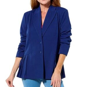 C. Wonder by Christian Siriano Royal Blue Pleated Peplum Blazer Jacket Size M